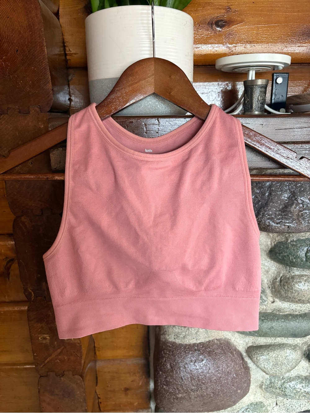 Knix Pink Seamless Racerback Longline Sports Bra Crop Top S